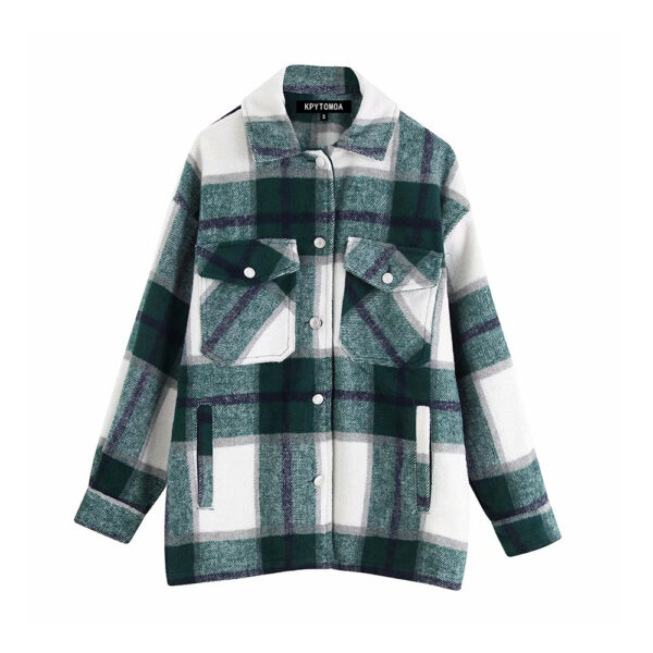 Ladies casual plaid shirt jacket