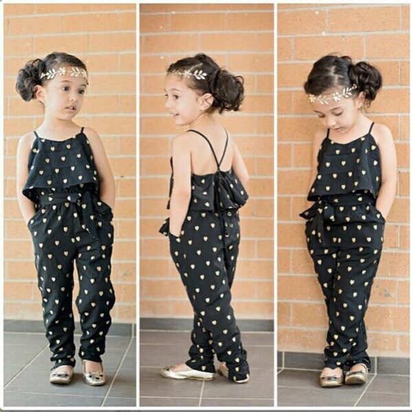 Girls 2 Piece Cotton Sleeveless Polka Dot Strap