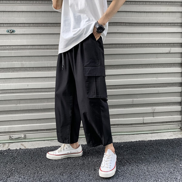 Mens Fashion Sports Casual Loose Fitting Wide Leg Trousers