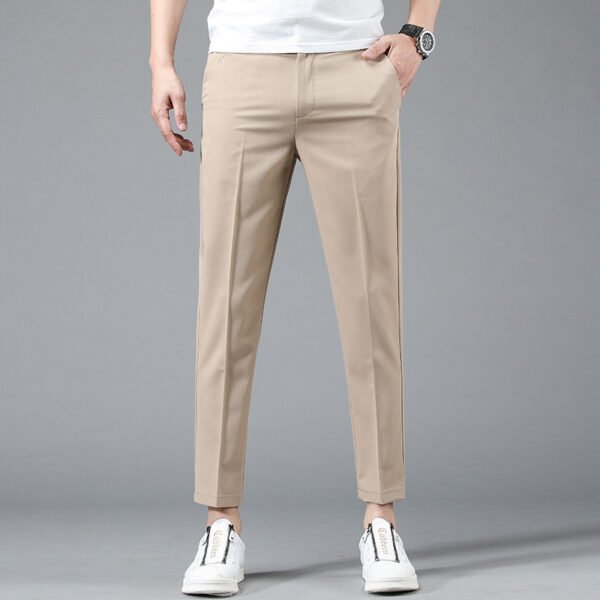 Ice Silk Men's Trousers Thin Casual Pants Men's Casual Stretch Small Trousers