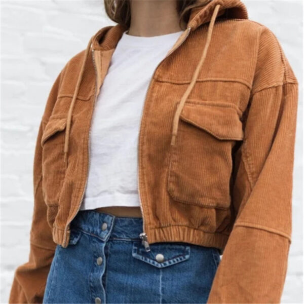 High-waisted crop crop short zip jacket