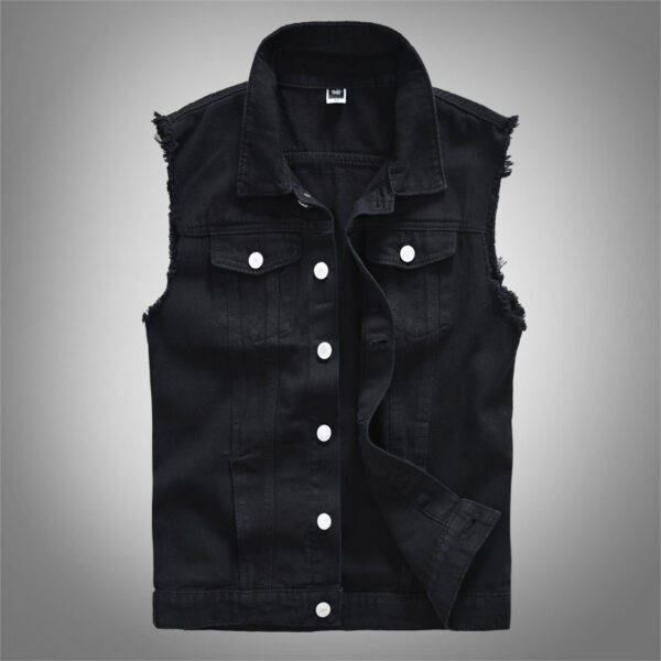 Men's Denim Vest Black Trendy Brand Cool Casual