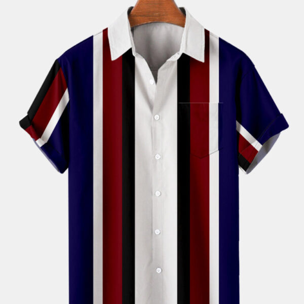 Striped Creative Digital Printing Shirts Men's Tops Shirts