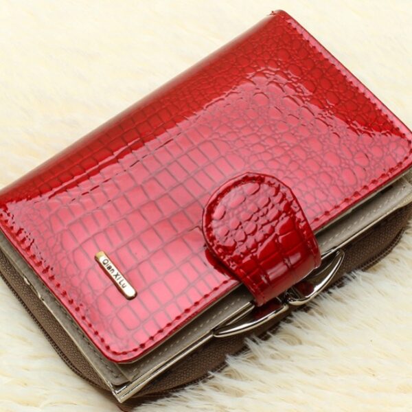 Fashion Real Patent Leather Women Short Wallets with box