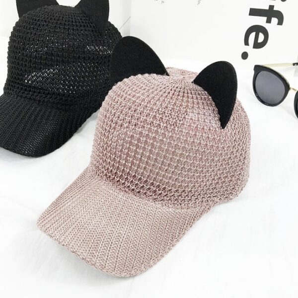 Summer Cute Cat Ear Breathable Solar Mesh Baseball Caps