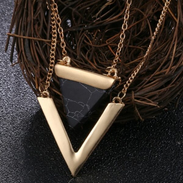 Marble Stone Triangle Necklaces